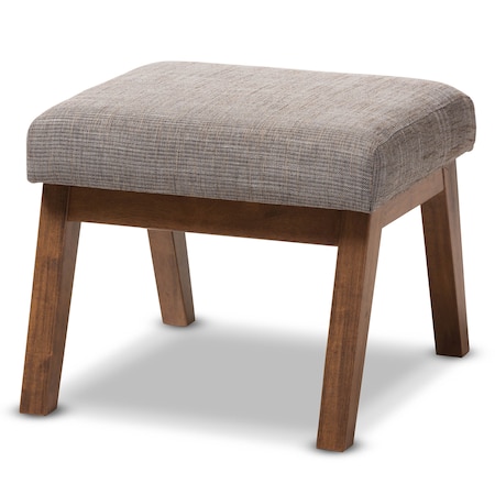 Baxton Studio Aberdeen Walnut Wood Finishing and Gravel Upholstered Ottoman 133-7145